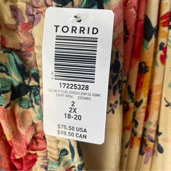 Torrid Mini Lenny Smocked Dress Multi Floral Womens Size 2X Cottagecore Boho NWT - Picture 10 of 12